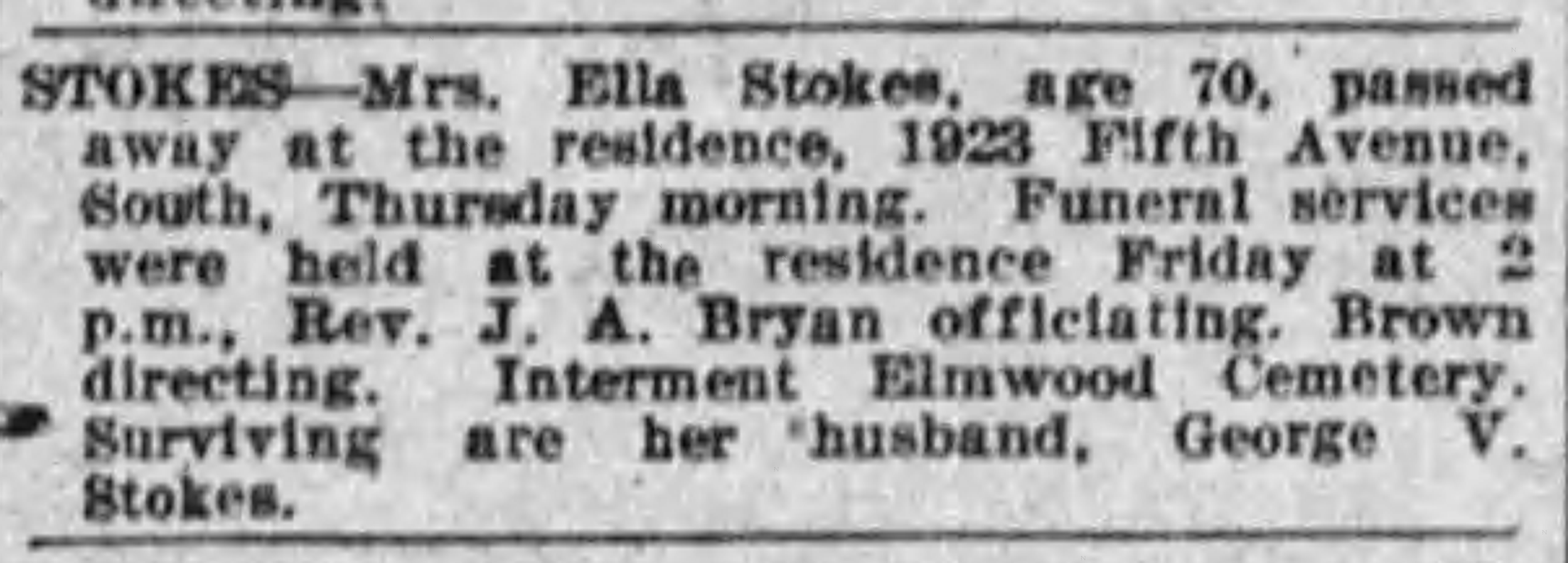 Ella Stokes obituary